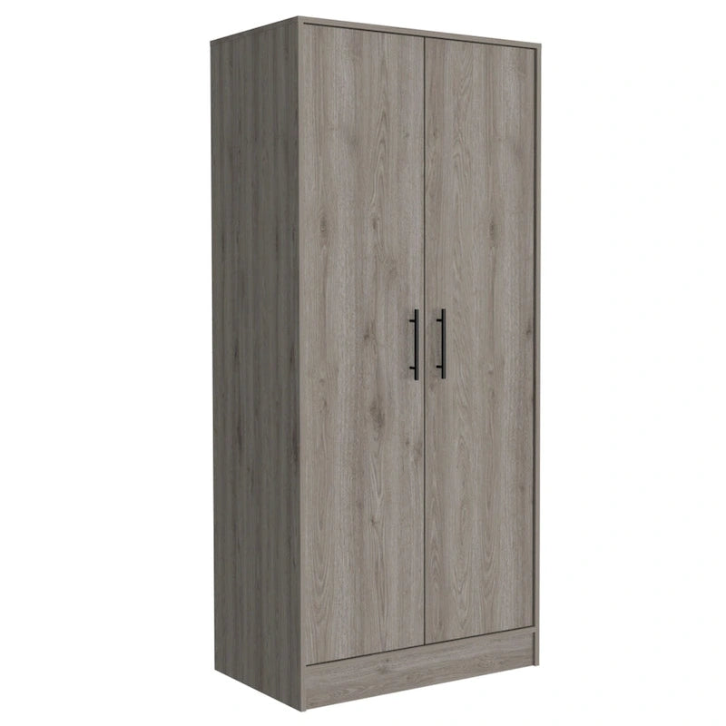 19.7 Modern Double-door Armoire with Two Shelves and One Drawer for Bedroom