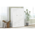 47.2 Modern Armoire with 3 Shutter Doors, 2 Drawers and 4 Storage Shelves