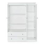 47.2 Modern Armoire with 3 Shutter Doors, 2 Drawers and 4 Storage Shelves