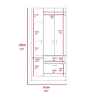 32.2 Modern Double-door Armoire with Five Shelves and One Drawer for Bedroom