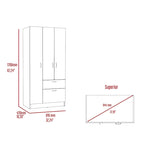 32.2 Modern Double-door Armoire with Five Shelves and One Drawer for Bedroom
