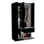 32.2 Modern Double-door Armoire with Five Shelves and One Drawer for Bedroom