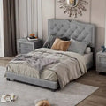 Full Size Modern Velvet Upholstered Platform Bed with Tufted Headboard