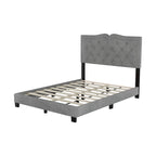 Full Size Modern Velvet Upholstered Platform Bed with Tufted Headboard