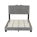 Full Size Modern Velvet Upholstered Platform Bed with Tufted Headboard