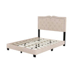 Full Size Modern Velvet Upholstered Platform Bed with Tufted Headboard