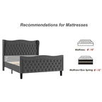 Modern Velvet Platform Bed with Upholstered Headboard