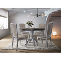 Vintage Style 5-Piece Weathered Finish Dining Set with Round Pedestal Table and 4 Upholstered Dining Chairs