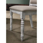 Vintage Style 5-Piece Weathered Finish Dining Set with Round Pedestal Table and 4 Upholstered Dining Chairs