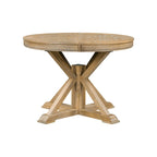 Natural Wood Wash Retro 5-Piece Wooden Dining Table Set with Extendable Round Table & 4 Chairs