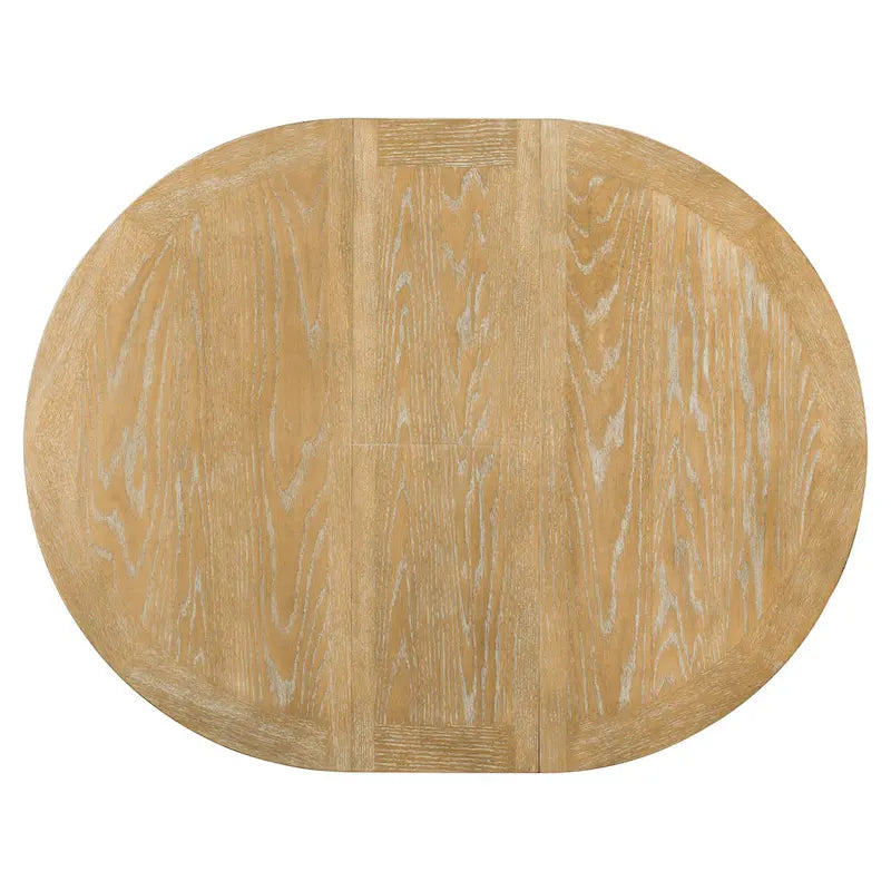 Natural Wood Wash Retro 5-Piece Wooden Dining Table Set with Extendable Round Table & 4 Chairs
