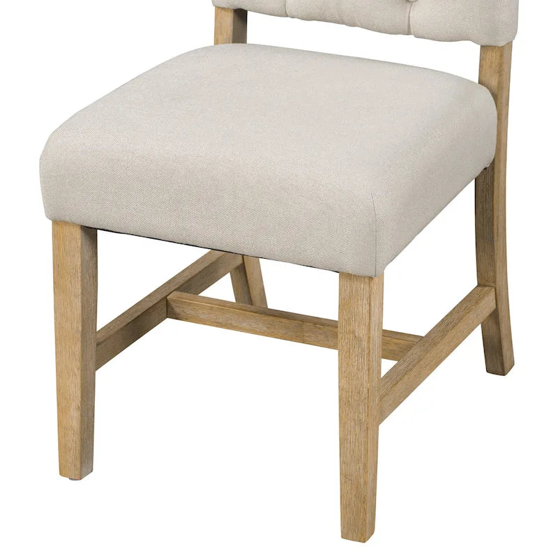 Natural Wood Wash Retro 5-Piece Wooden Dining Table Set with Extendable Round Table & 4 Chairs