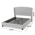 King Size Modern Upholstered Platform Bed with Button-tufted Headboard