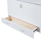 Queen Size Wooden Loft Bed with Upholstered Storage Shelf and Desk