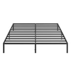 Black King Metal Platform Bed with Wave Shape Wooden Headboard