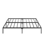 Black King Metal Platform Bed with Wave Shape Wooden Headboard