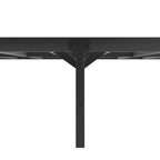 Black King Metal Platform Bed with Wave Shape Wooden Headboard