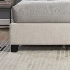 Beige Upholstered Polyester Platform Bed with Button Tufted Wingback