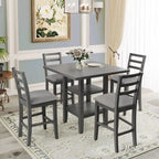 5-Piece Counter Height Wooden Dining Table Set with 4 Chairs & Storage