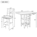 5-Piece Counter Height Wooden Dining Table Set with 4 Chairs & Storage