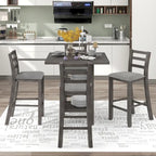 5-Piece Counter Height Wooden Dining Table Set with 4 Chairs & Storage