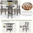 5-Piece Counter Height Wooden Dining Table Set with 4 Chairs & Storage