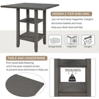 5-Piece Counter Height Wooden Dining Table Set with 4 Chairs & Storage