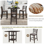 5-Piece Counter Height Wooden Dining Table Set with 4 Chairs & Storage