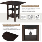 5-Piece Counter Height Wooden Dining Table Set with 4 Chairs & Storage