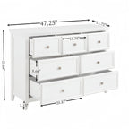 Farmhouse Modern 7-Drawer Horizontal Dresser, Cabinet, Storage Clothes, Storage Drawers Cabinet for Living Room