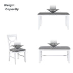 White Farmhouse 6-Piece Wooden Dining Table Set with Rectangular Table & 4 Chairs