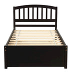 Twin Pine Platform Bed with Trundle & Slat Headboard