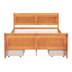Full Pine Wood Platform Bed with 4 Drawers & Design