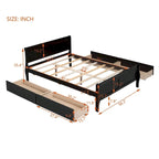 Full Pine Wood Platform Bed with 4 Drawers & Design