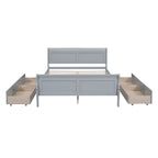 Full Pine Wood Platform Bed with 4 Drawers & Design