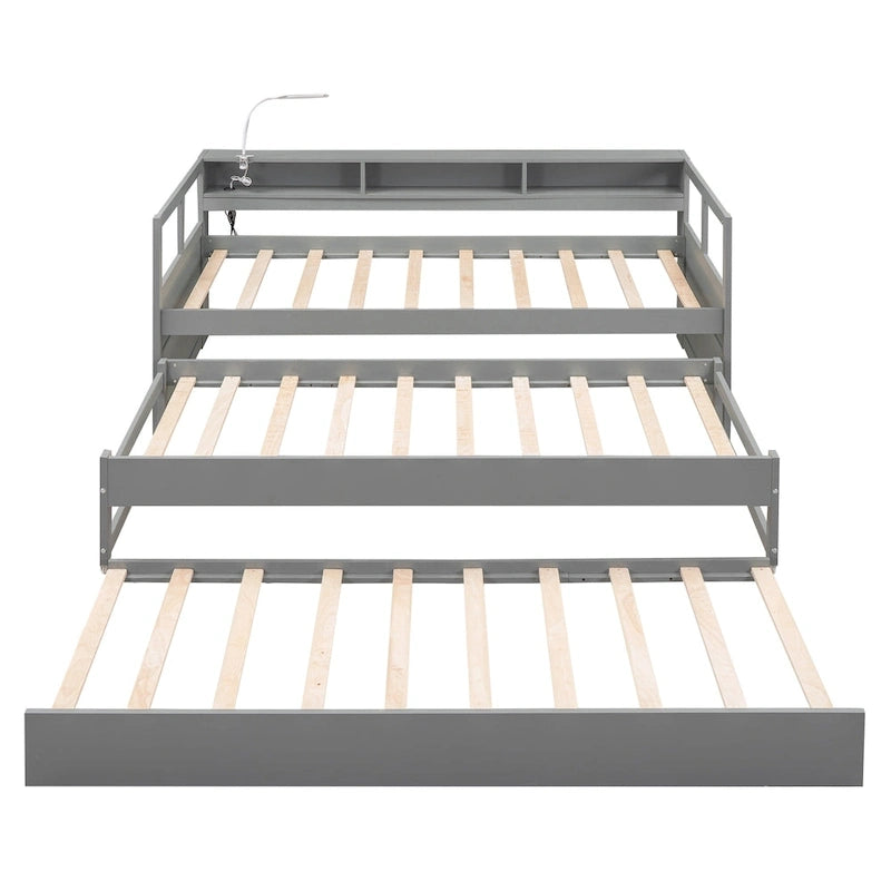 Twin XL Daybed with Trundles, Shelves & USB