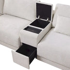 124 Chenille 4-Seater L-Shaped Sofa with Storage Console, USB