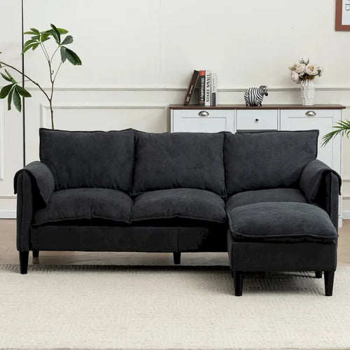 78.74 3-Seater L-Shaped Convertible Sofa with Footstools & Storage