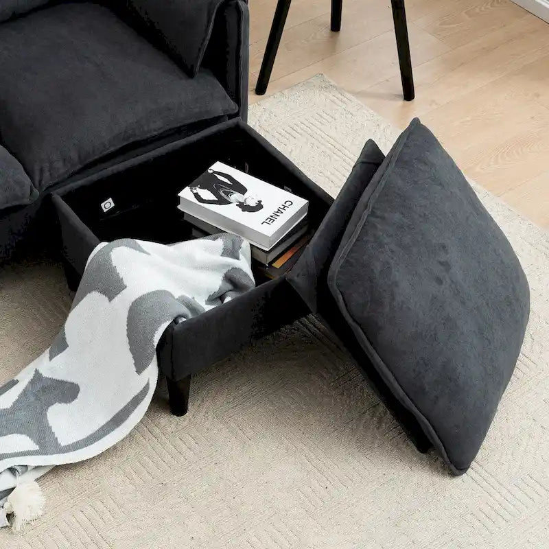 78.74 3-Seater L-Shaped Convertible Sofa with Footstools & Storage