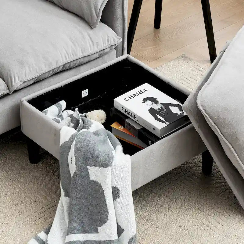 78.74 3-Seater L-Shaped Convertible Sofa with Footstools & Storage