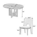 Modern Style 5-Piece Extendable Round Dining Table Set with Removable Leaf and Upholstered Dining Chairs