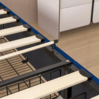 VECELO Upholstered Bed Frame with Headboard & 4 Storage Drawers