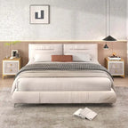 Costway 1/2 PCS Nightstand with Storage Faux Marble Surface Accent