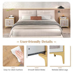 Costway 1/2 PCS Nightstand with Storage Faux Marble Surface Accent