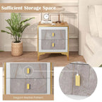 Costway 1/2 PCS Nightstand with Storage Faux Marble Surface Accent