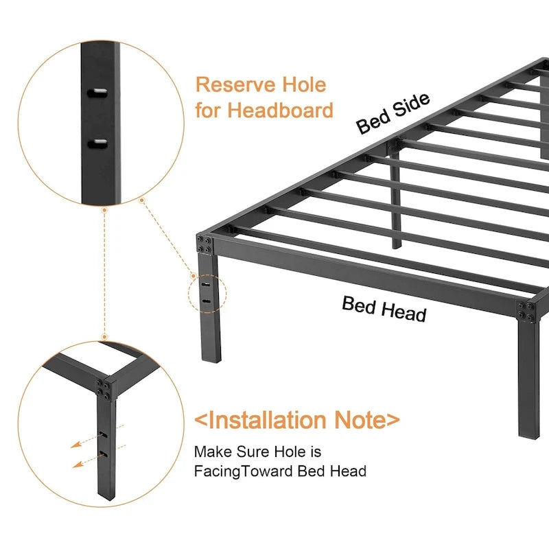 VECELO Kids Bed Frames Queen Size Metal Bed Frames Mattress Foundation(Twin/Full/Queen/King 4 Options)