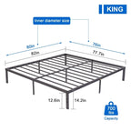 VECELO Kids Bed Frames Queen Size Metal Bed Frames Mattress Foundation(Twin/Full/Queen/King 4 Options)