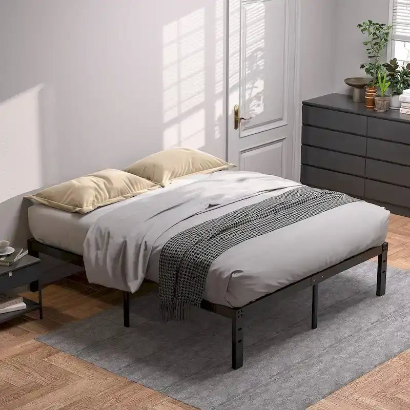 VECELO Kids Bed Frames Queen Size Metal Bed Frames Mattress Foundation(Twin/Full/Queen/King 4 Options)