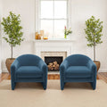 Set of 2 Modern Barrel Upholstered Accent Armchair