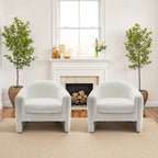 Set of 2 Modern Barrel Upholstered Accent Armchair